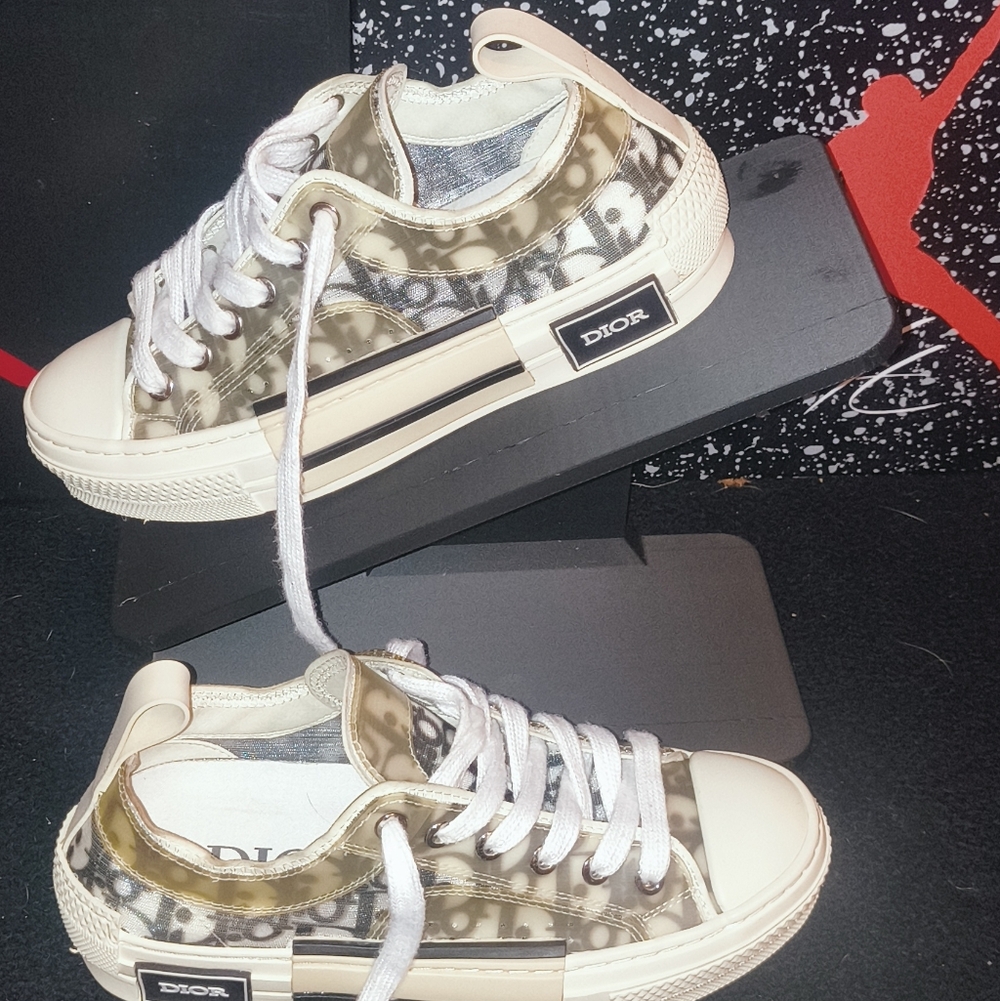 Dior Low Top Logo Sneaker - Beige Monogram
